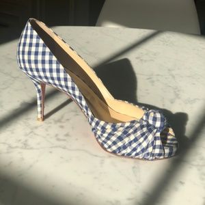 Christian Louboutin Blue Gingham Pump 38 1/2
